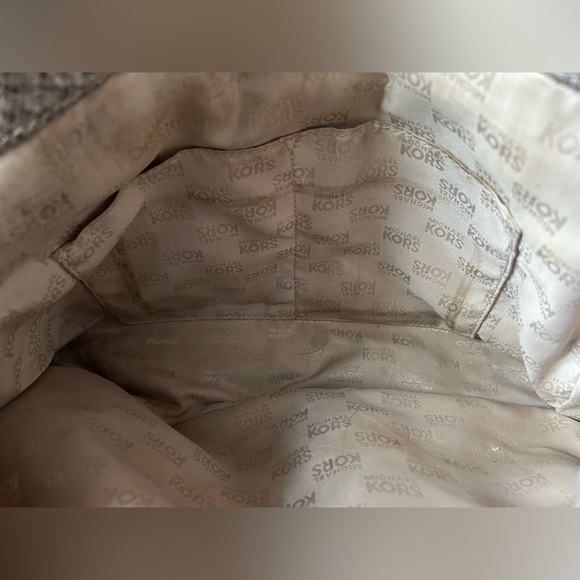 Michael Kors Taupe Brown Snake Skin Gold Hardware Purse Shoulder Bag - Picture 7 of 10